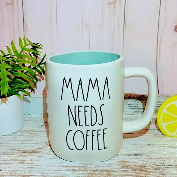 Rae Dunn MAMA NEEDS COFFEE mug blue interior - Picture 3 of 6